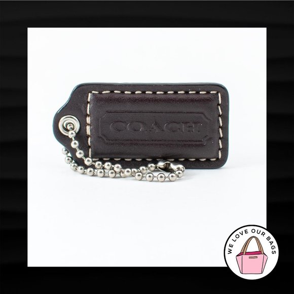 Coach Accessories - 2" Medium COACH BROWN LEATHER KEY FOB BAG CHARM KEYCHAIN HANGTAG TAG